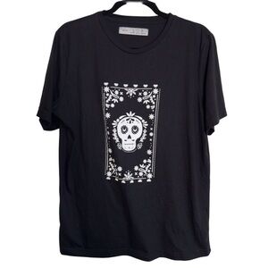 LOB Day of Dead Black Skull Black Graphic Tee Shirt XL